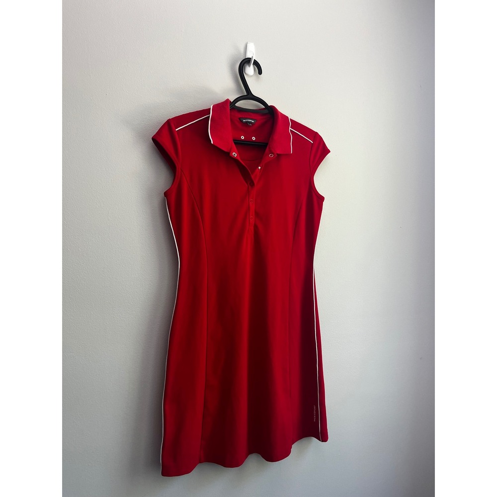 Mexx Sport Red Sleeveless Polo Dress White Piping Snap Button Athletic Size M